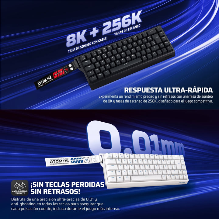 Teclado mecánico gamer Fantech ATOM HE68 MK811 cableado con distribución en español