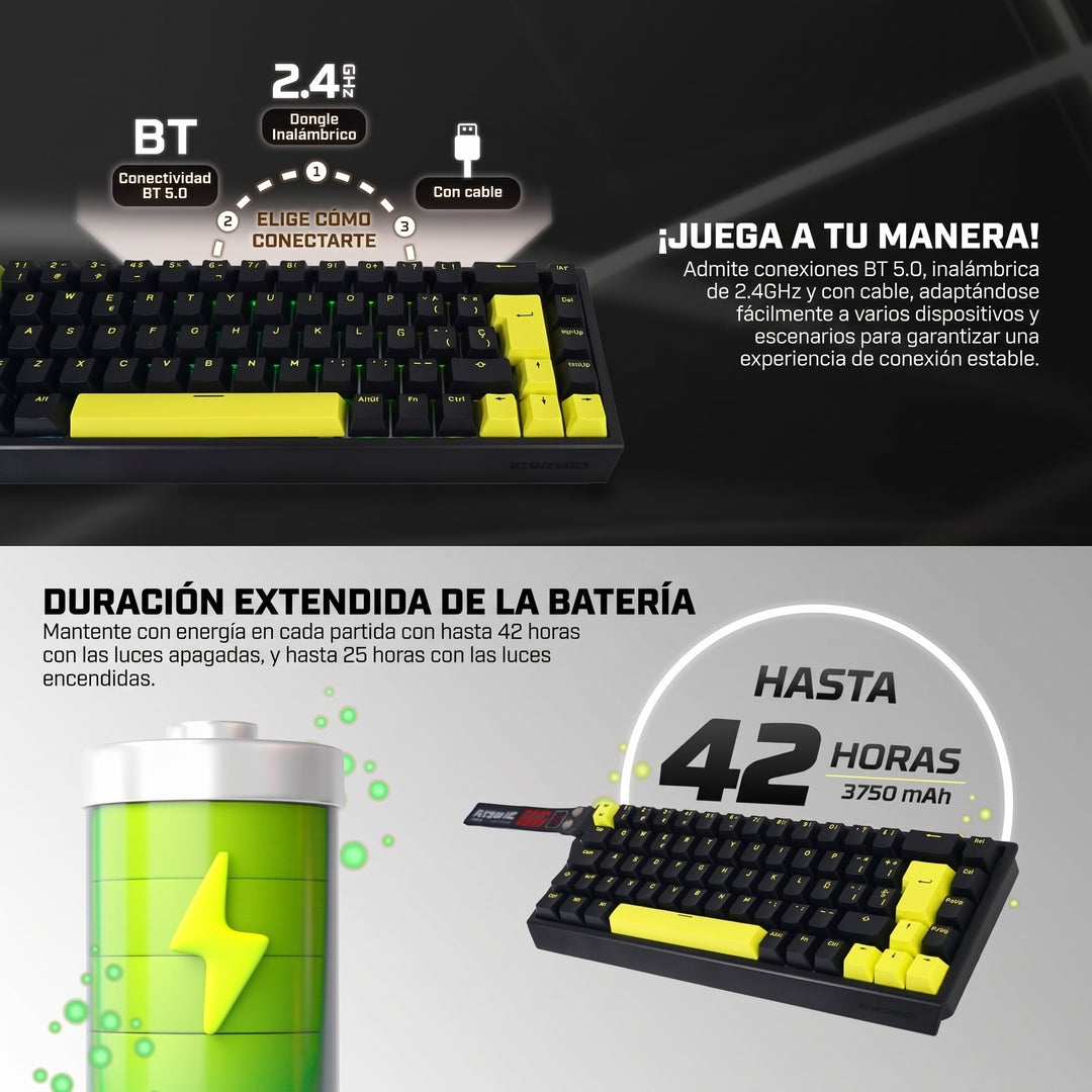 Teclado mecánico inalámbrico Fantech ATOM HE68 PRO MK922 65% con distribución en español