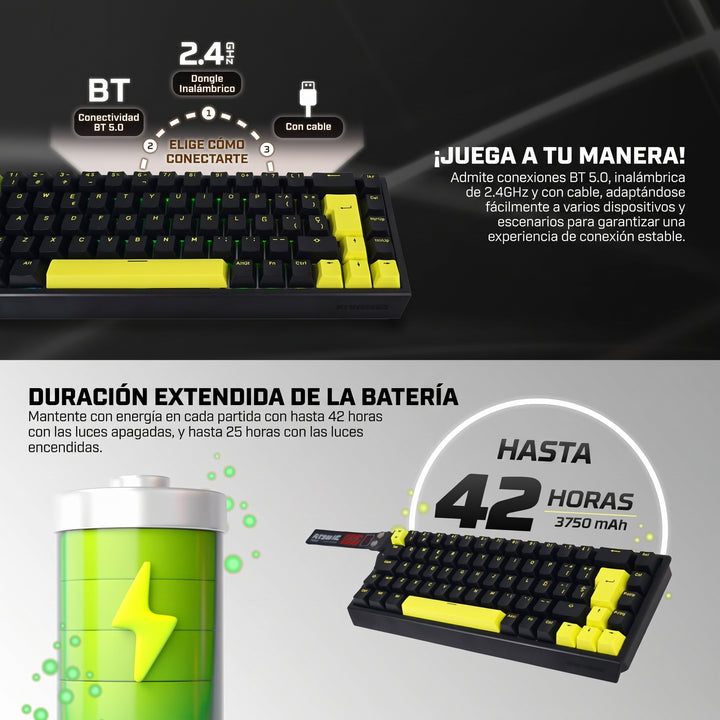 Teclado mecánico inalámbrico Fantech ATOM HE68 PRO MK922 65% con distribución en español