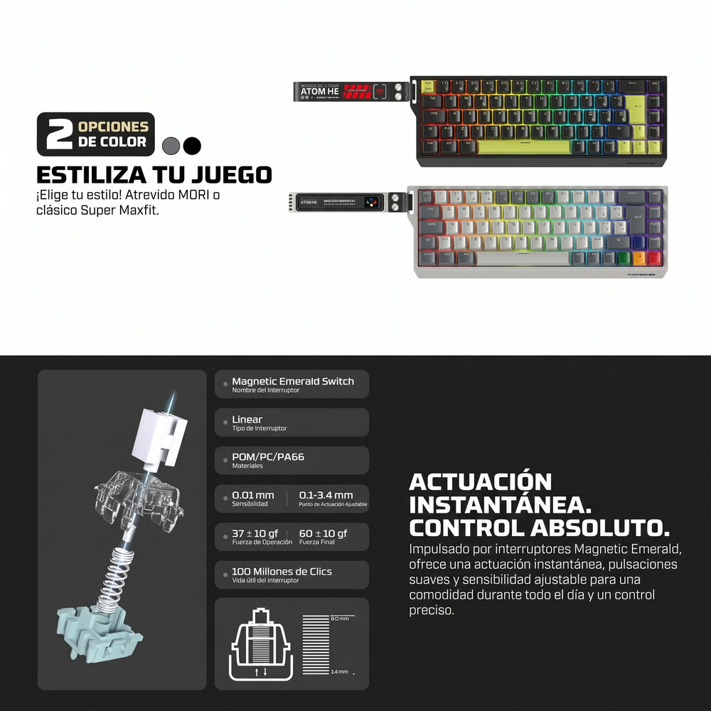 Teclado mecánico gamer inalámbrico Fantech ATOM HE68 PRO MK922 65% con distribución en español