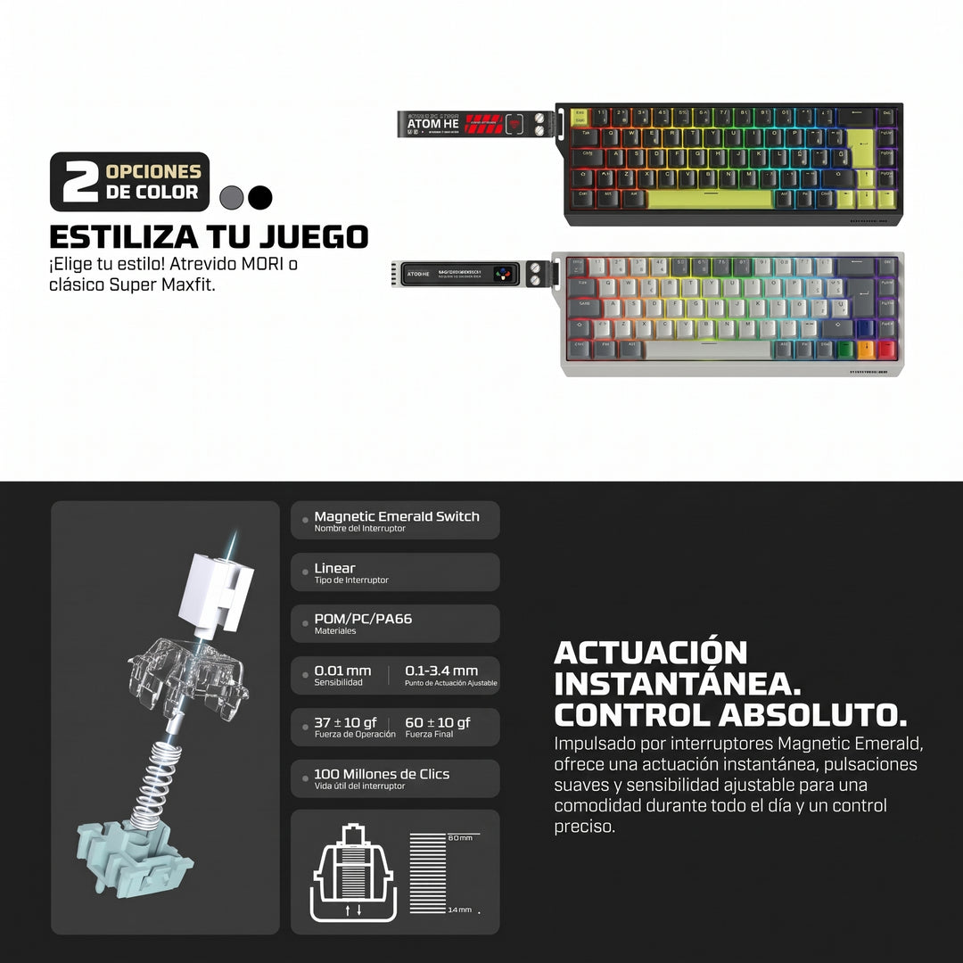 Teclado mecánico gamer inalámbrico Fantech ATOM HE68 PRO MK922 65% con distribución en español