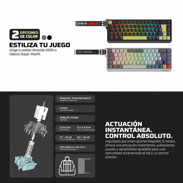 Teclado mecánico gamer inalámbrico Fantech ATOM HE68 PRO MK922 65% con distribución en español