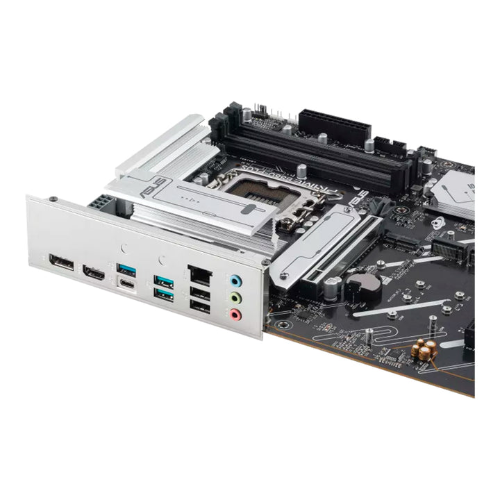 Tarjeta madre Asus PRIME B860-PLUS SVL DDR5 con socket Intel LGA 1851 y formato ATX, vista de la placa con componentes visibles