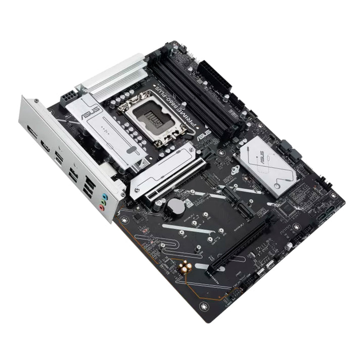 Tarjeta madre Asus PRIME B860-PLUS SVL DDR5 con socket Intel LGA 1851 y formato ATX, vista de la placa base.