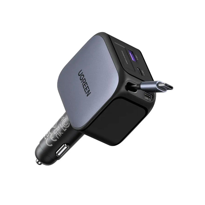 Cargador rápido para auto UGREEN NEXODE con cable retráctil de 2 puertos, 145 W EC604 - Achorao