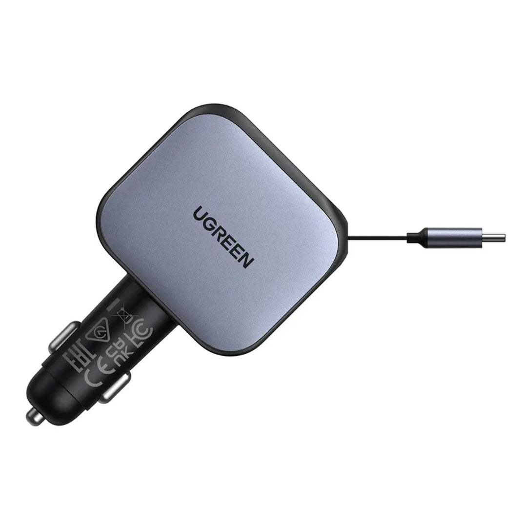 Cargador rápido para auto UGREEN NEXODE con cable retráctil de 2 puertos, 145 W EC604 - Achorao