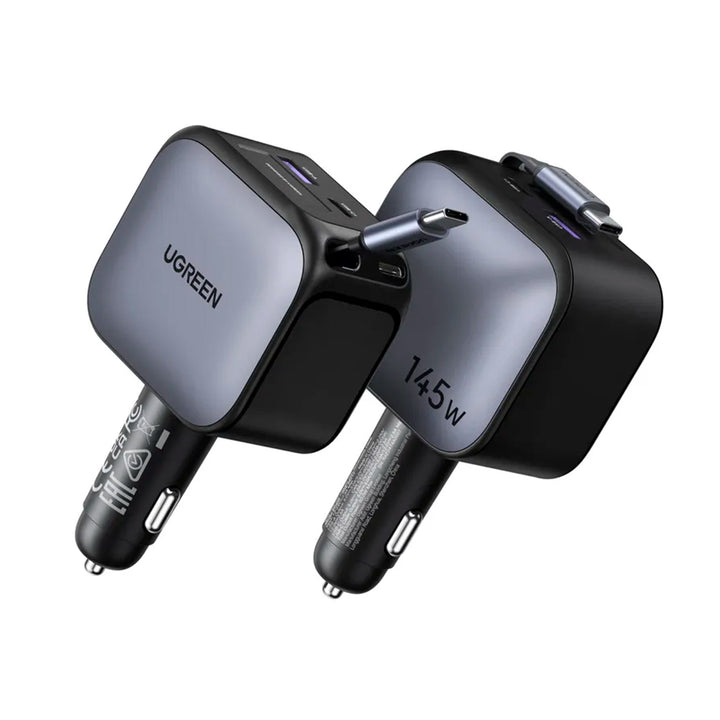 Cargador rápido para auto UGREEN NEXODE con cable retráctil de 2 puertos, 145 W EC604 - Achorao