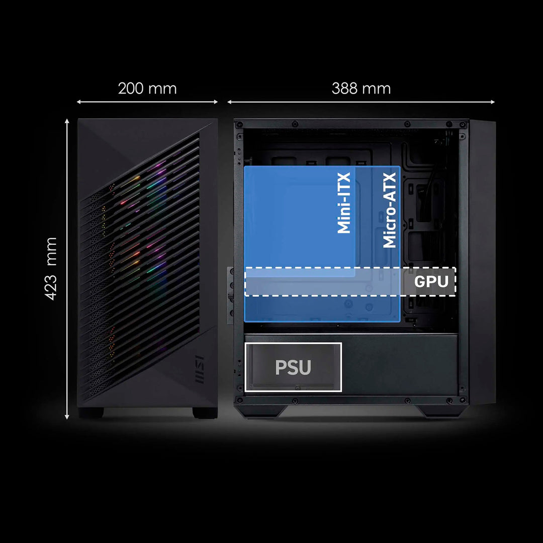 Case MSI M-ATX PRO Force M050A, color negro