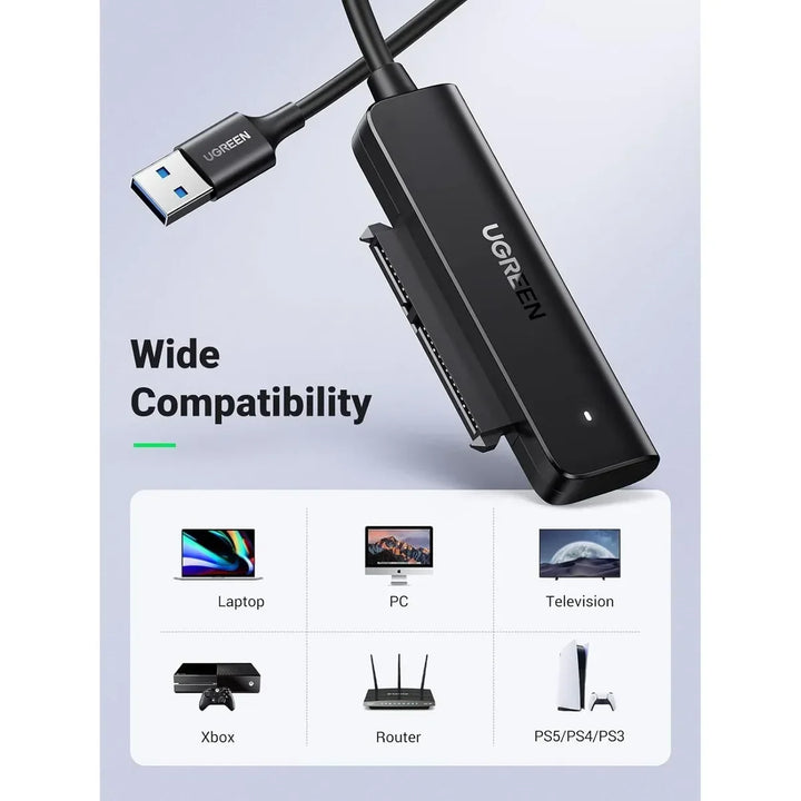 Cable Adaptador UGREEN USB a SATA para Discos 2.5 Pulgadas 50cm, Modelo CM321, PN 70609