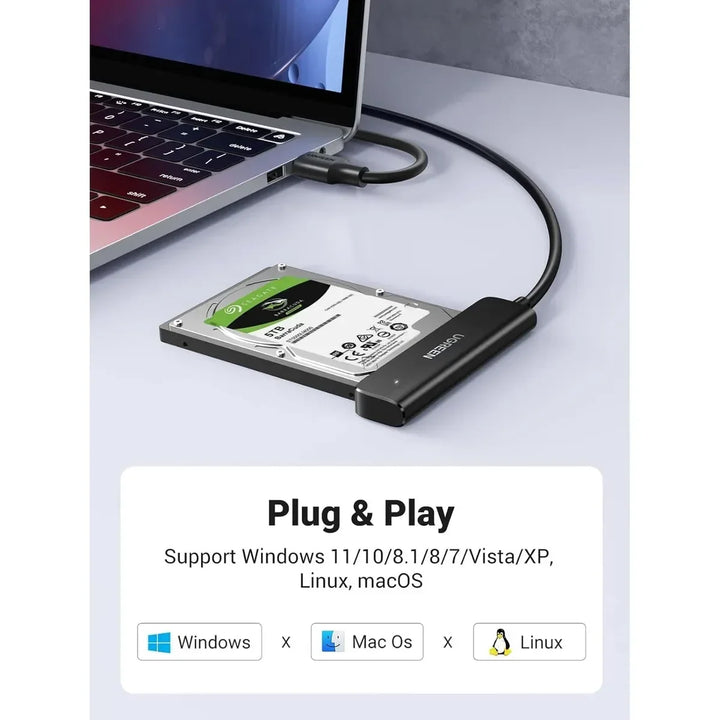 Cable Adaptador UGREEN USB a SATA para Discos 2.5 Pulgadas 50cm, Modelo CM321, PN 70609
