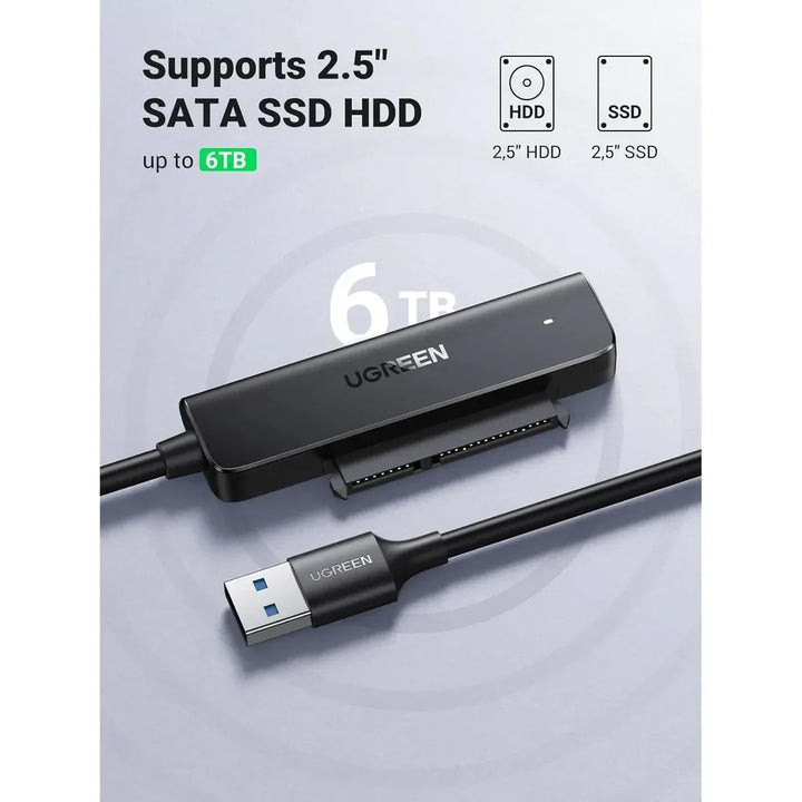 Cable Adaptador UGREEN USB a SATA para Discos 2.5 Pulgadas 50cm, Modelo CM321, PN 70609