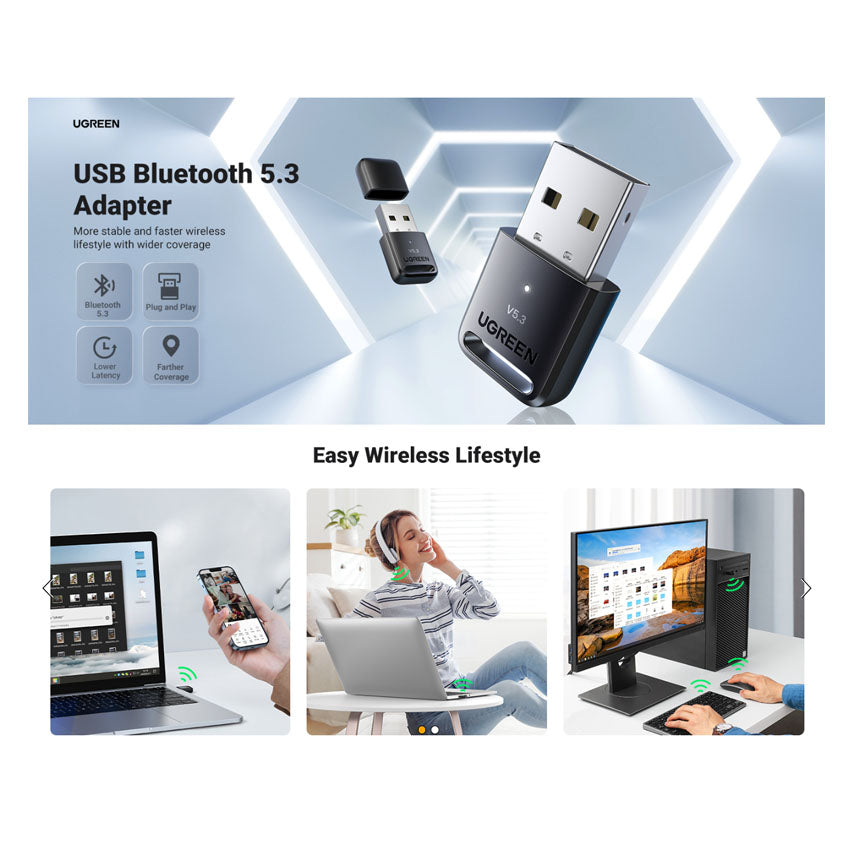 Adaptador USB Bluetooth UGREEN CM591 5.3 para PC y laptop - Achorao