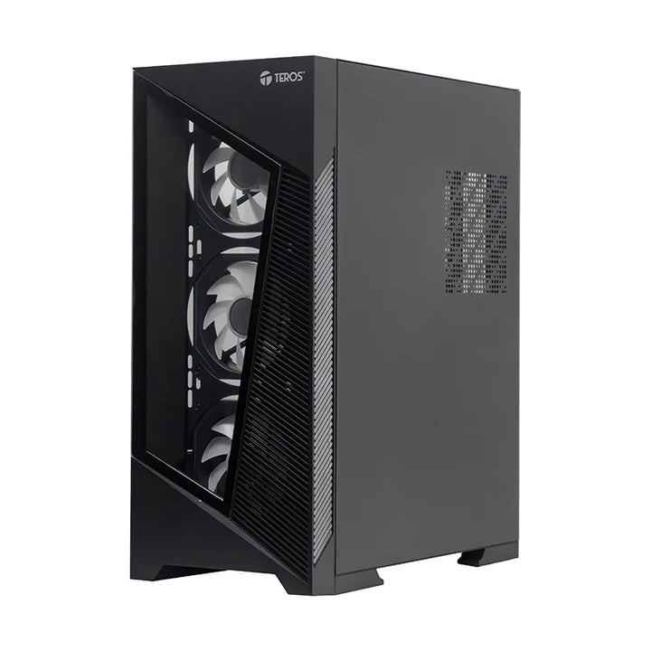 Caja de PC gamer TEROS TE-1330G Mid Tower RGB negra, compatible con placas base E-ATX