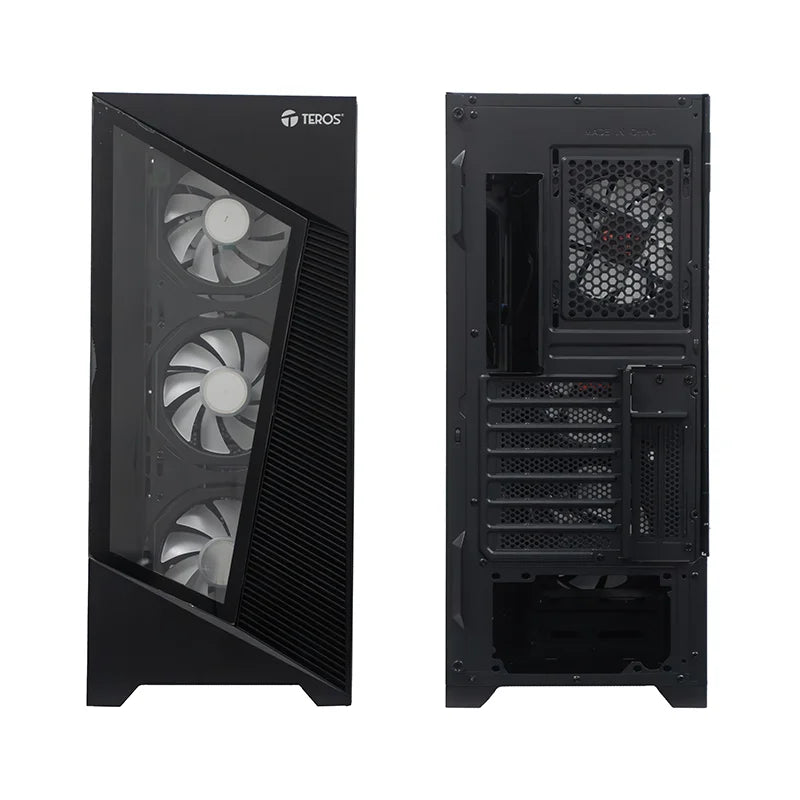 Case gamer TEROS TE-1330G Mid Tower RGB negro, compatible con placas base E-ATX
