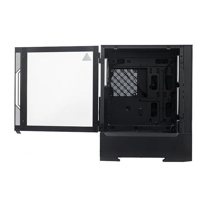 Caja de PC gamer TEROS TE-1330G Mid Tower RGB negra, compatible con placas base E-ATX