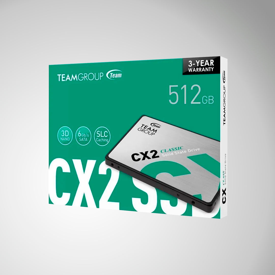 Unidad de estado sólido Teamgroup CX2, 512 GB, SATA 6 Gb/s, 2.5" - Achorao