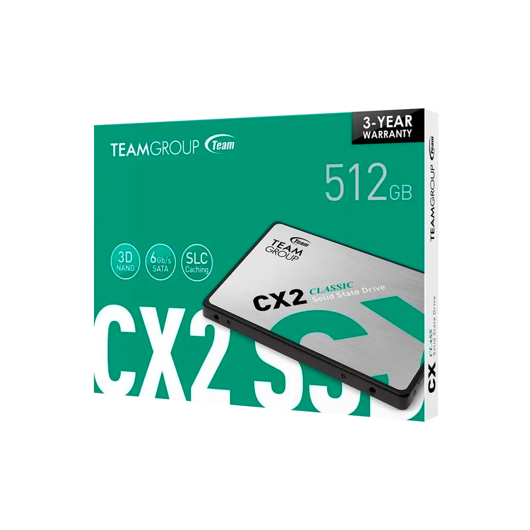 Unidad de estado sólido Teamgroup CX2, 512 GB, SATA 6 Gb/s, 2.5" - Achorao