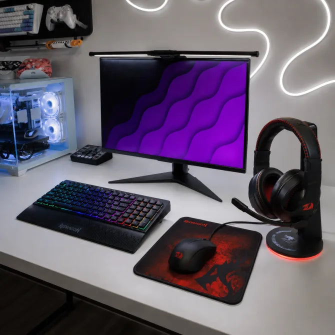 Combo gamer Redragon 4 en 1 S147-SP, teclado K515 layout español + mouse M724 + auricular H211 + mouse pad P016