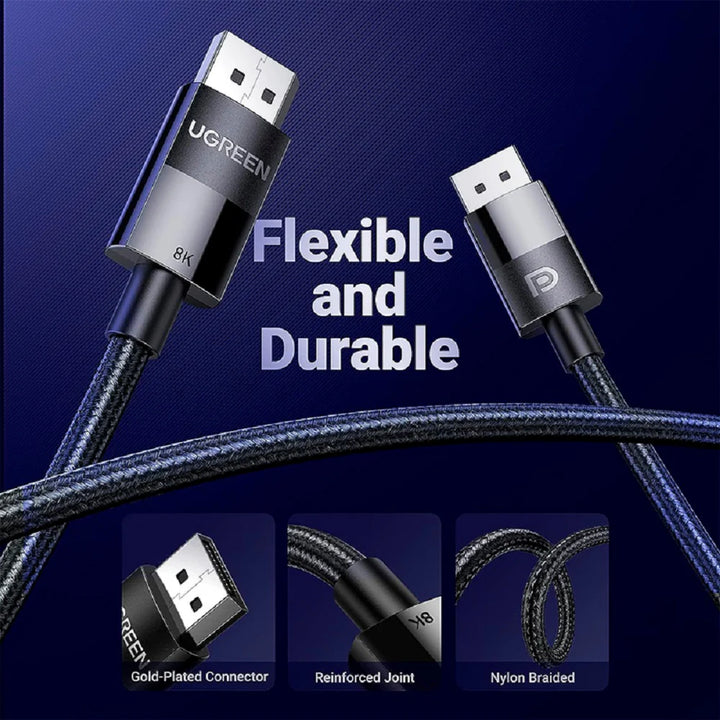 Cable Display Port UGREEN DP 1.4 Male to Male Plastic Case Braided DP114