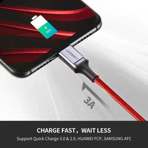 Cable UGREEN USB 2.0 a Type-C 6A de aleación de aluminio (Red) US505