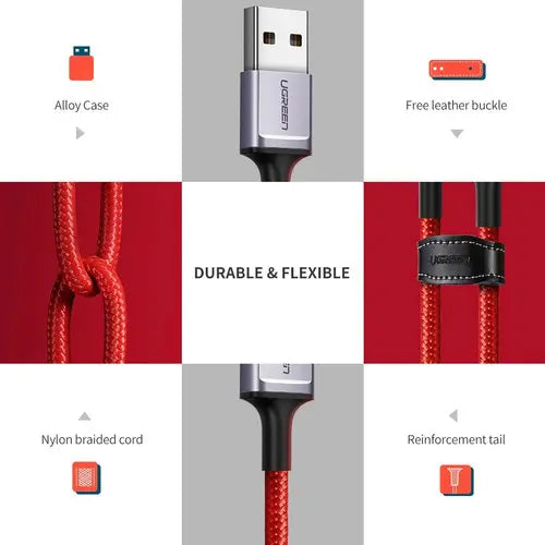 Cable UGREEN USB 2.0 a Type-C 6A de aleación de aluminio (Red) US505