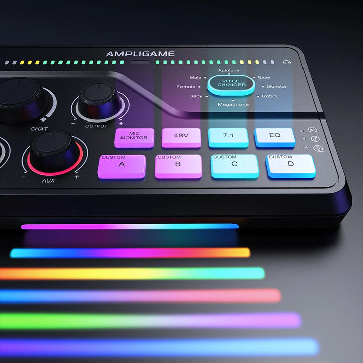 Mezclador de audio para streaming y gaming FIFINE AmpliGame SC8 USB con efectos de voz - Achorao