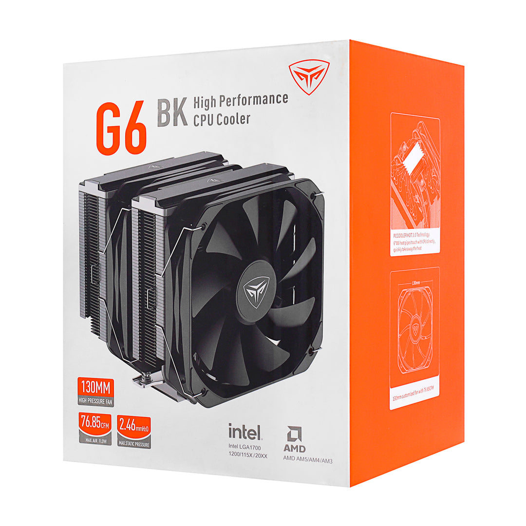 Fan-Cooler Dual Para CPU PCCOOLER G6 BK, 260W, 4-Pin PWM, 12V - Achorao