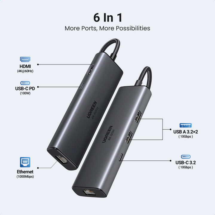 Adaptador multifunción USB-C UGREEN CM512 6 en 1 - 45000