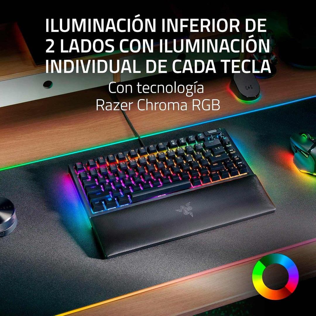 Teclado mecánico gamer RAZER Blackwidow V4 75% SWITCH ORANGE, HOT-SWAPPABLE 8000 HZ US CHROMA