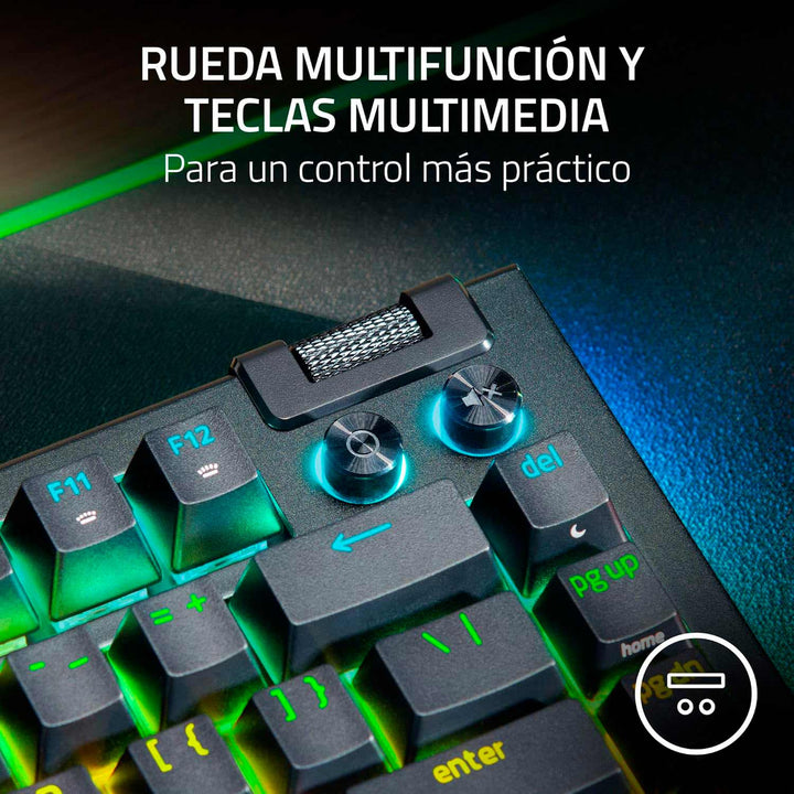 Teclado mecánico gamer RAZER Blackwidow V4 75% SWITCH ORANGE, HOT-SWAPPABLE 8000 HZ US CHROMA