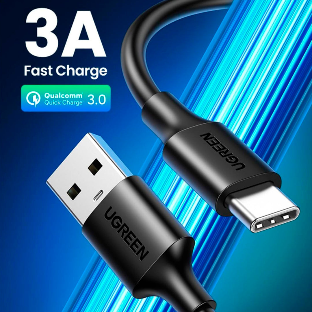 Cable UGREEN USB-A 2.0 a USB-C Niquelado (Negro) US287