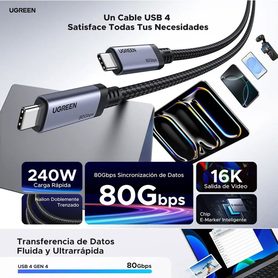 Cable USB-C UGREEN USB4 Cable 5A Max L706