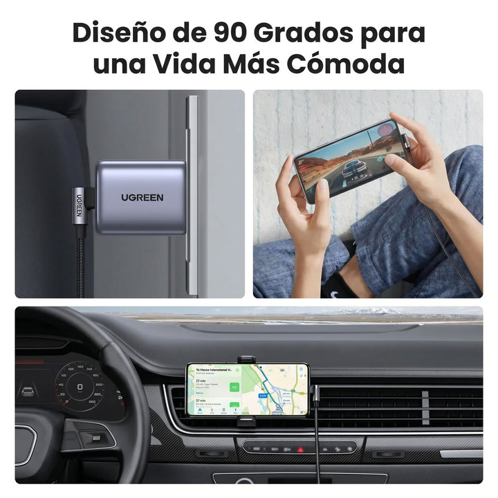 Cable UGREEN USB-C a USB-C Cable tipo L, L536 Black 240W