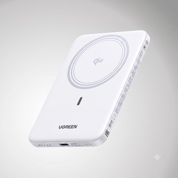 Power Bank magnético Inalámbrico Ugreen PB580, 5000 mAh, 15W, color blanco
