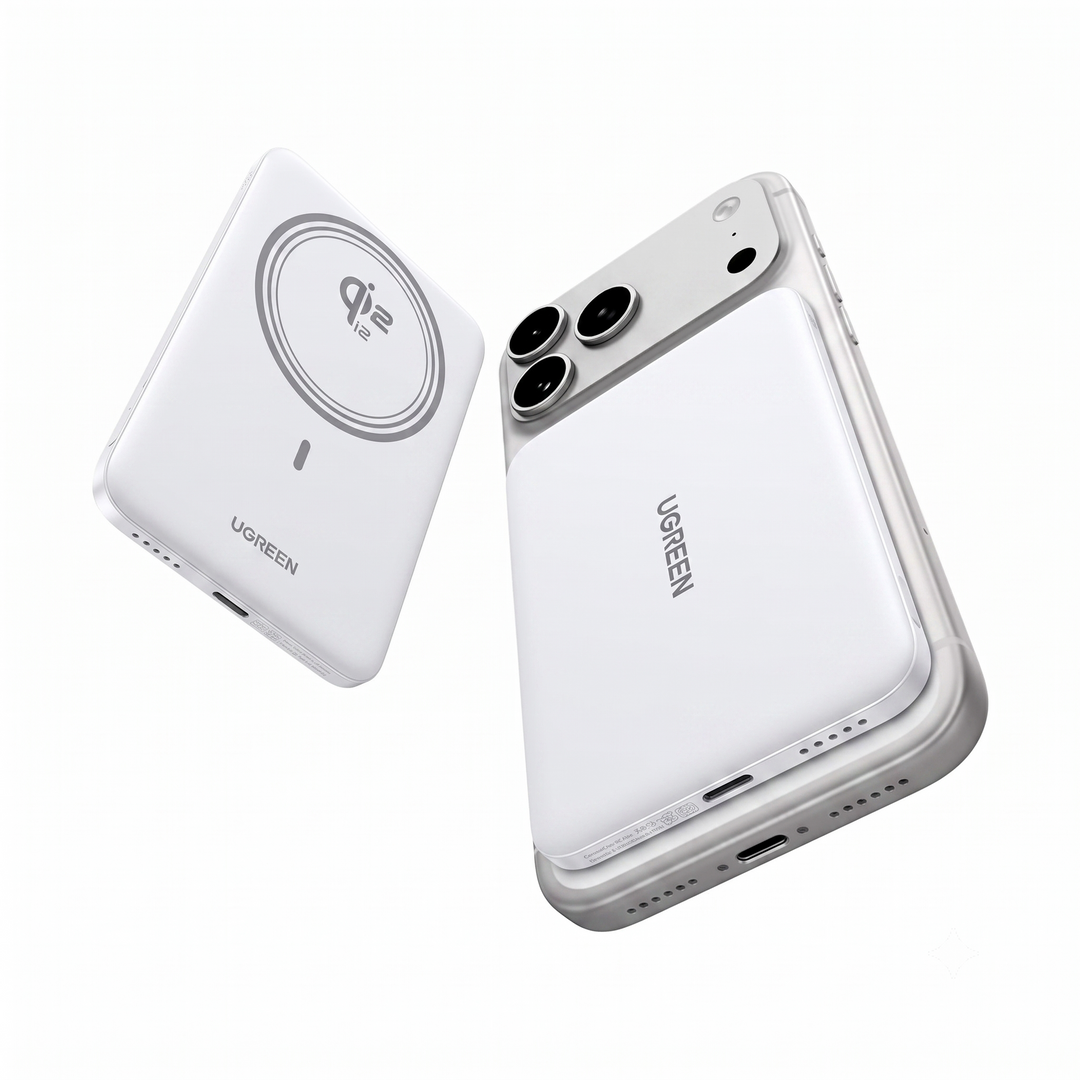 Power Bank magnético Inalámbrico Ugreen PB580, 5000 mAh, 15W, color blanco