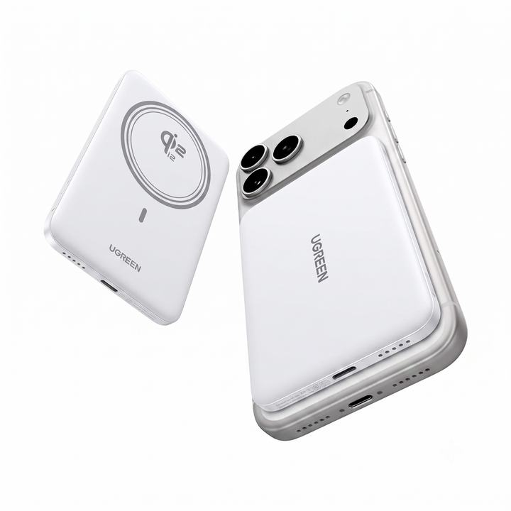 Power Bank magnético Inalámbrico Ugreen PB580, 5000 mAh, 15W, color blanco