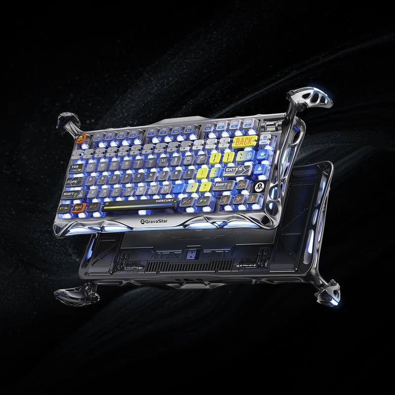 Teclado Gamer Gravastar Mercury K1 Pro, Inalámbrico, Color Interstellar Silver - Achorao