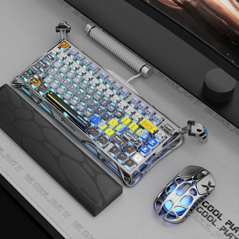 Teclado Gamer Gravastar Mercury K1 Pro, Inalámbrico, Color Interstellar Silver - Achorao