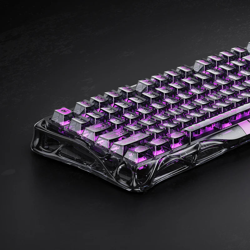 Teclado Gamer Gravastar Mercury V75 HE Lite, Cableado, Layout Inglés, Color Transparent Black - Achorao