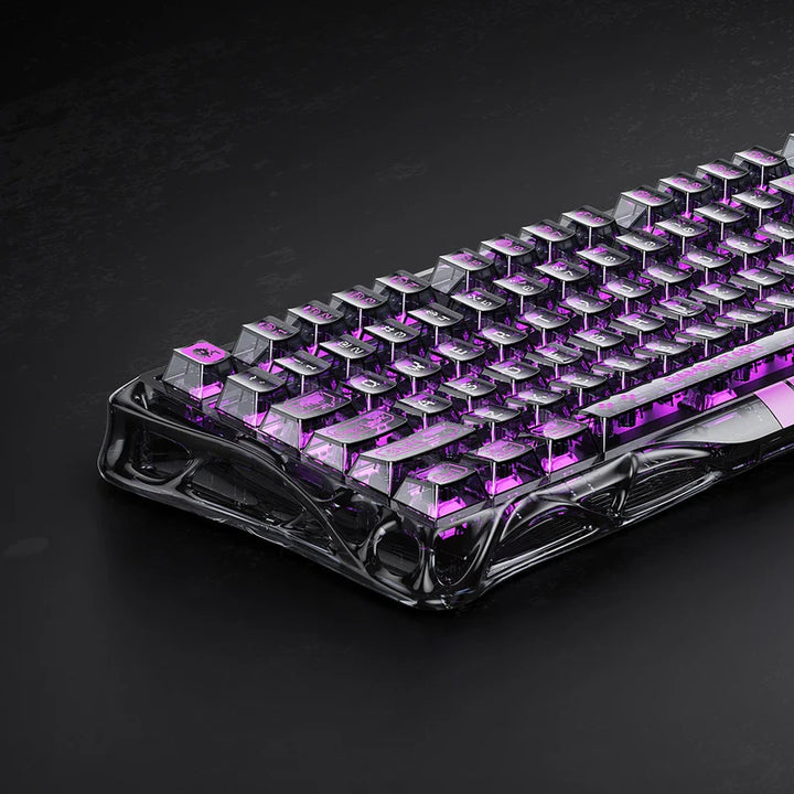 Teclado Gamer Gravastar Mercury V75 HE Lite, Cableado, Layout Inglés, Color Transparent Black - Achorao