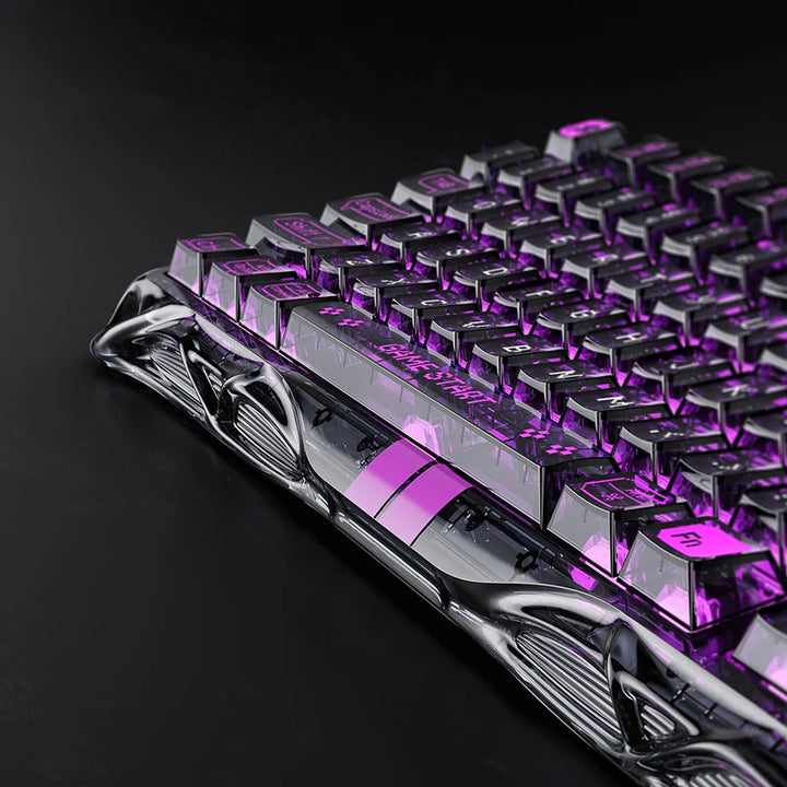 Teclado Gamer Gravastar Mercury V75 HE Lite, Cableado, Layout Inglés, Color Transparent Black - Achorao