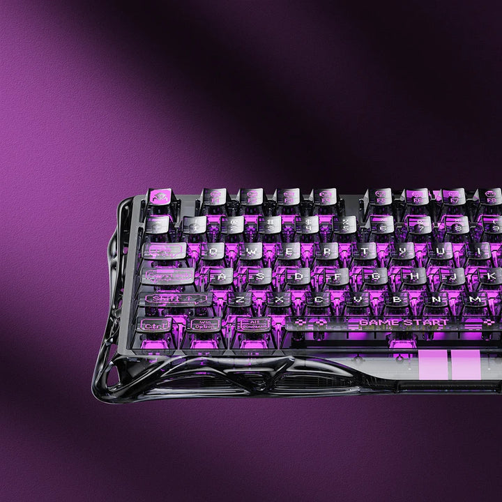 Teclado Gamer Gravastar Mercury V75 HE Lite, Cableado, Layout Inglés, Color Transparent Black - Achorao