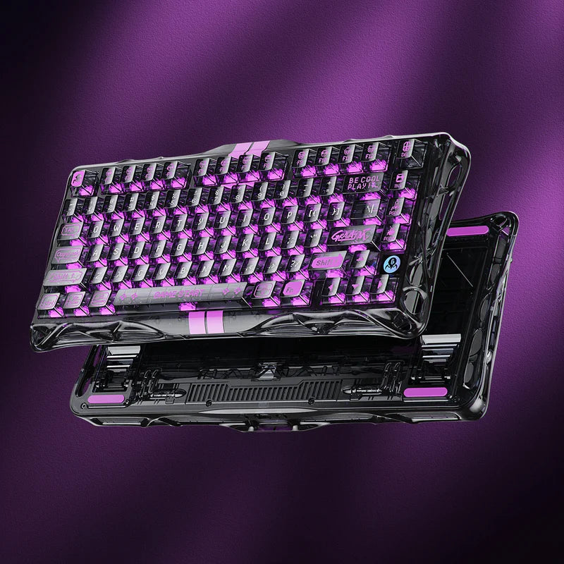 Teclado Gamer Gravastar Mercury V75 HE Lite, Cableado, Layout Inglés, Color Transparent Black - Achorao