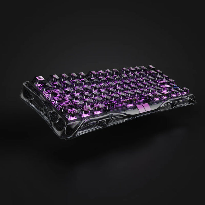 Teclado Gamer Gravastar Mercury V75 HE Lite, Cableado, Layout Inglés, Color Transparent Black - Achorao