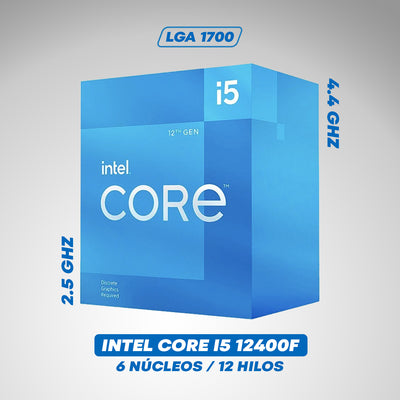 Procesador Intel Core i5-12400F, 2.50/4.40GHz / 18MB LGA1700