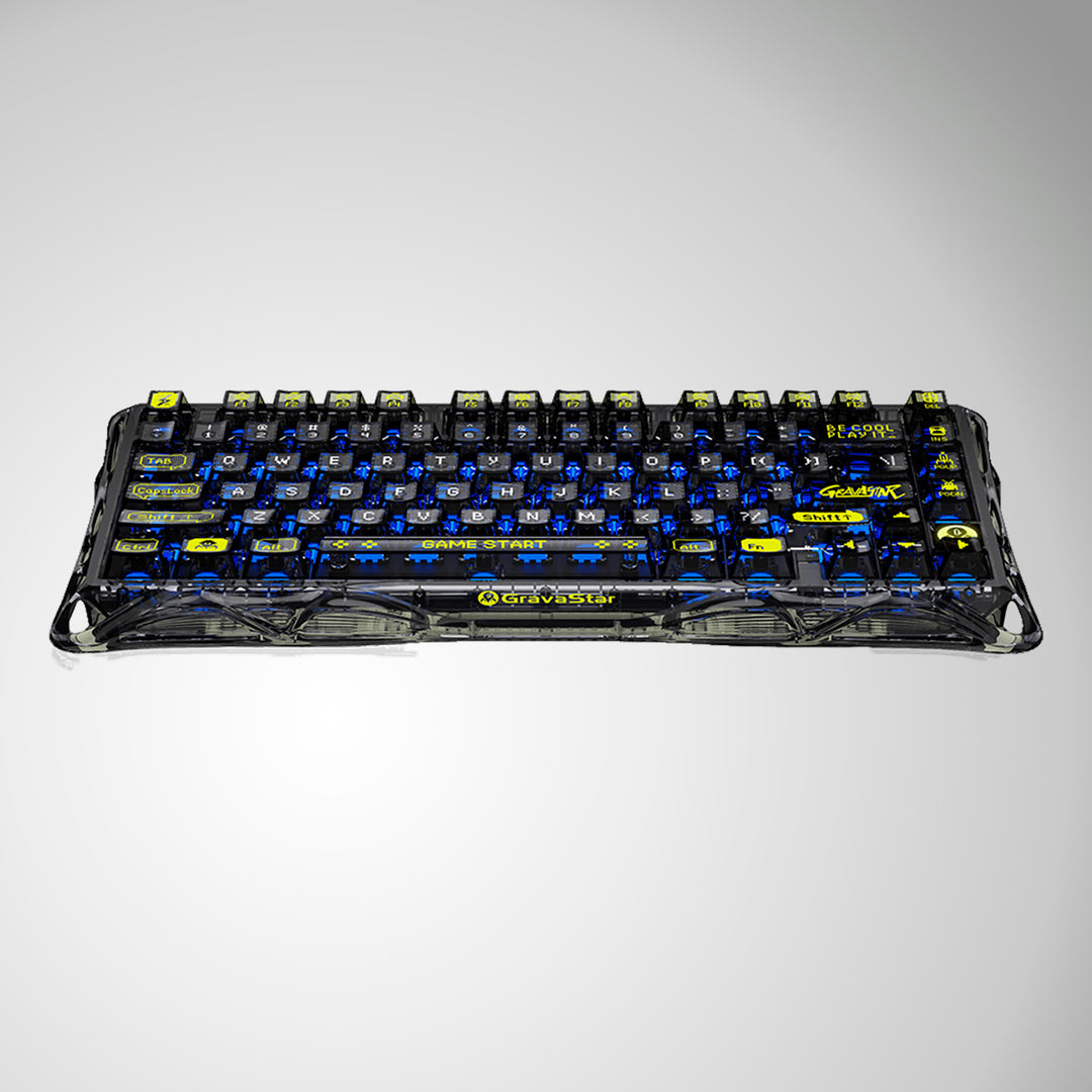 Teclado Gamer Mecánico Gravastar Mercury K1 Lite, Inalámbrico, Layout Inglés, Color Transparent Black - Achorao