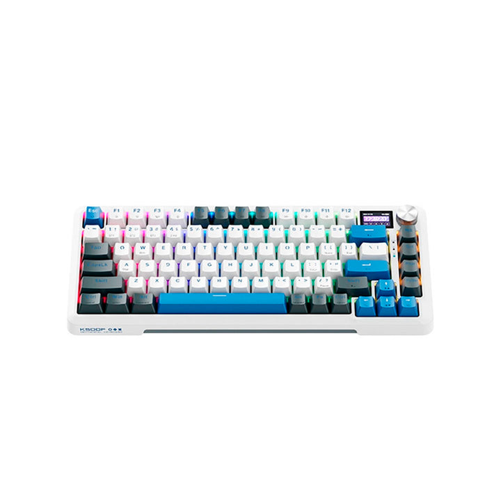 Teclado mecánico gamer MACHENIKE K500F-B81W RGB, Inglés, Switch GR Silver, con Pantalla