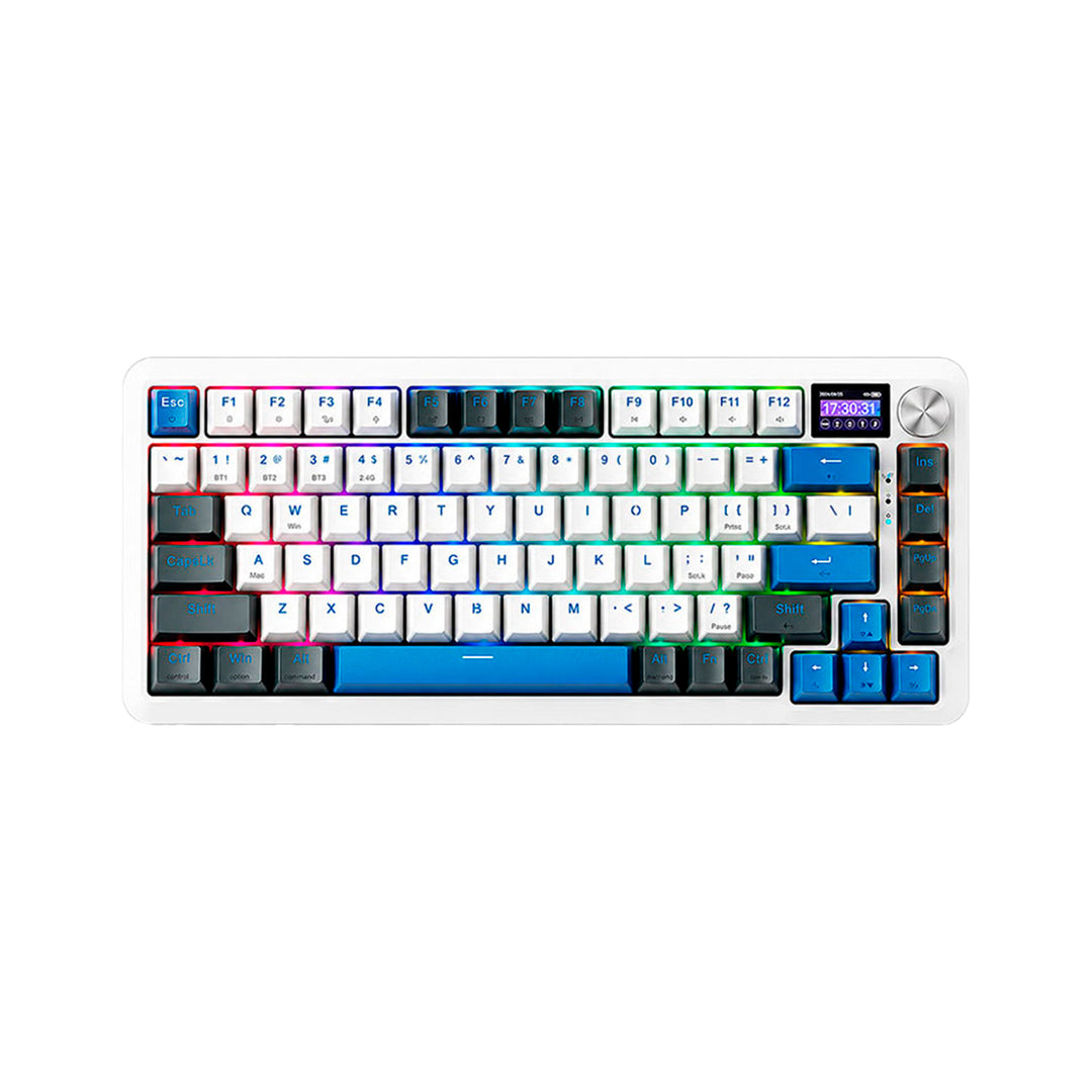 Teclado mecánico gamer MACHENIKE K500F-B81W RGB, Inglés, Switch GR Silver, con Pantalla