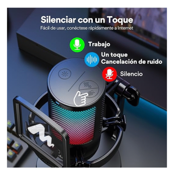 Micrófono Maono DGM20S USB, RGB, condensador, para streaming y gaming - Achorao