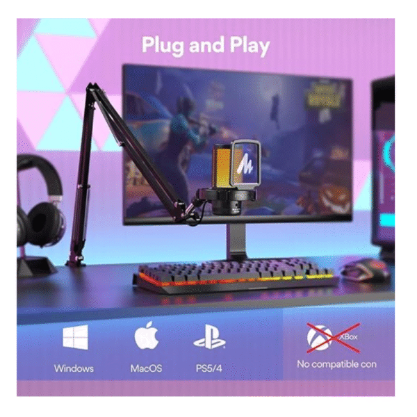 Micrófono Maono DGM20S USB, RGB, condensador, para streaming y gaming - Achorao